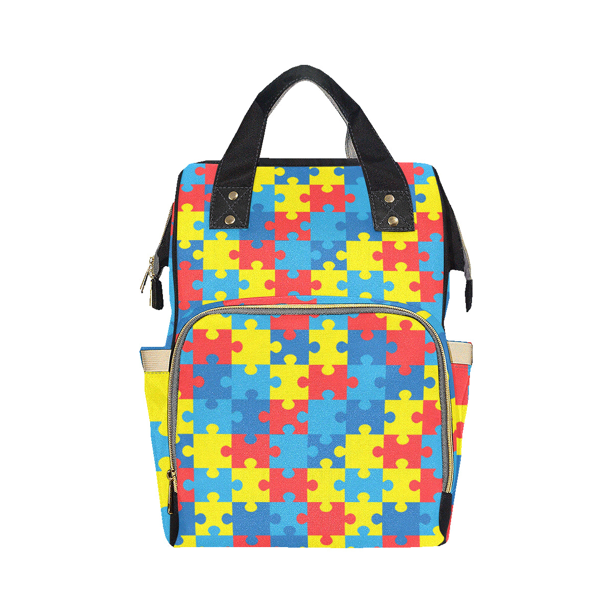 Autism Awareness Puzzles Design Print Diaper Bag Backpack