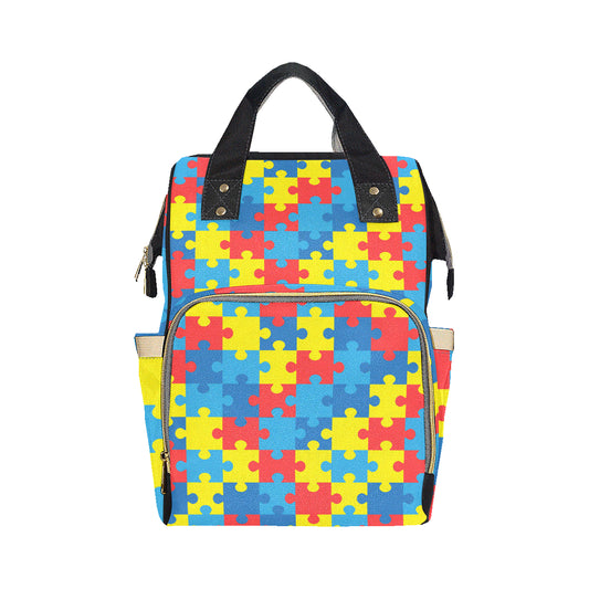 Autism Awareness Puzzles Design Print Diaper Bag Backpack