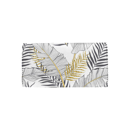 Gold Glitter Tropical Palm Leaves Women's Trifold Wallet