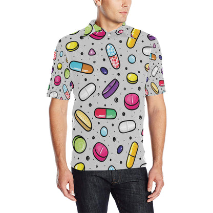 Pill Pattern Print Design A04 Men Polo Shirt