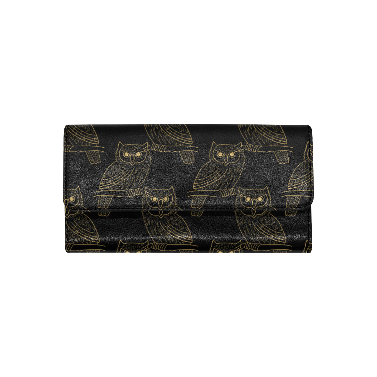Gold Owl Pattern Women's Trifold Wallet