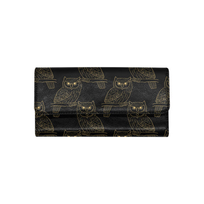 Gold Owl Pattern Women's Trifold Wallet