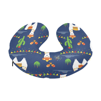 Llama Cactus Pattern Print Design 05 U-Shaped Travel Neck Pillow