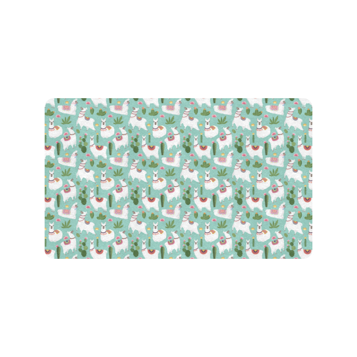Llama with Cactus Themed Print Rubber Doormat