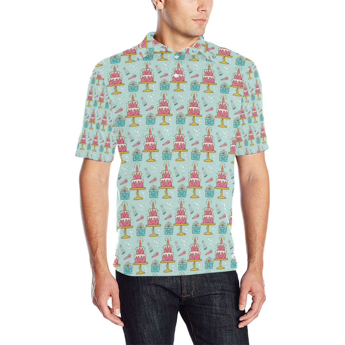 Cake Pattern Print Design 06 Men Polo Shirt