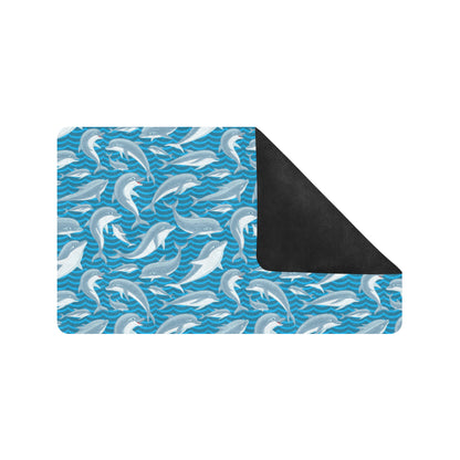 Dolphin Cute Print Pattern Rubber Doormat