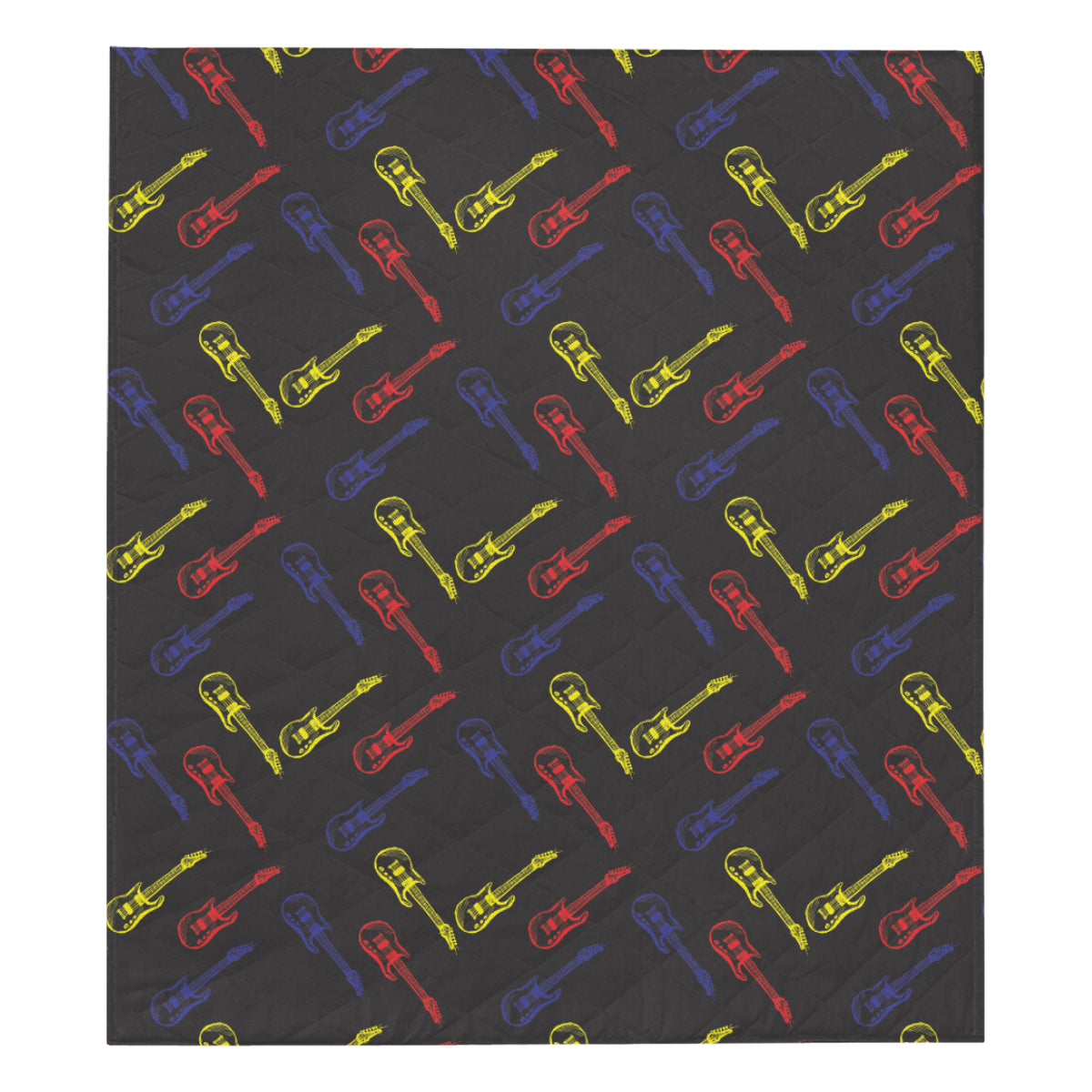 Electric Guitar Pattern Print Design 03 Premium Quilt