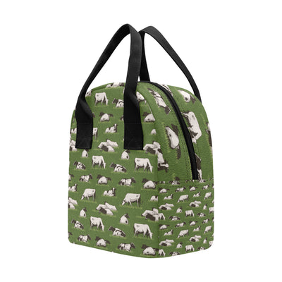 Cow on Grass Print Pattern Insulated Lunch Bag