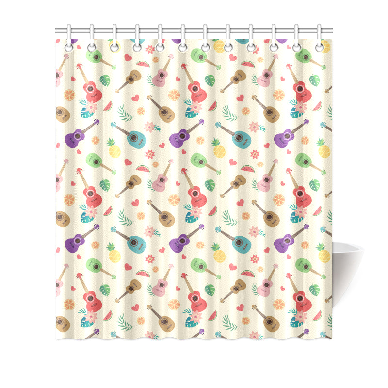 Ukulele Pattern Print Design 01 Shower Curtain