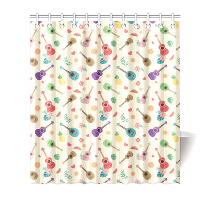 Ukulele Pattern Print Design 01 Shower Curtain