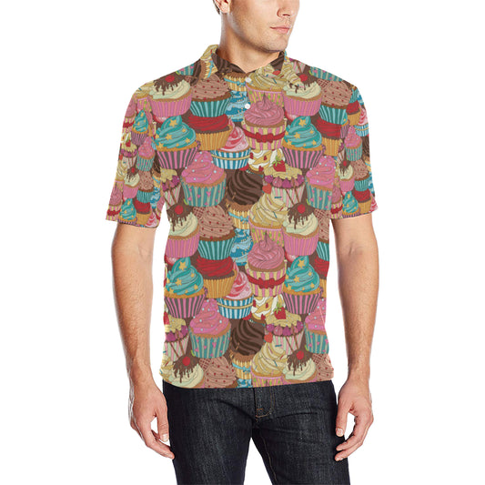 Cupcake Pattern Print Design CP01 Men Polo Shirt