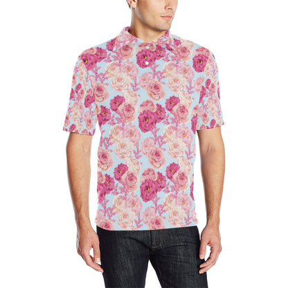 Lisianthus Pattern Print Design LT05 Men Polo Shirt
