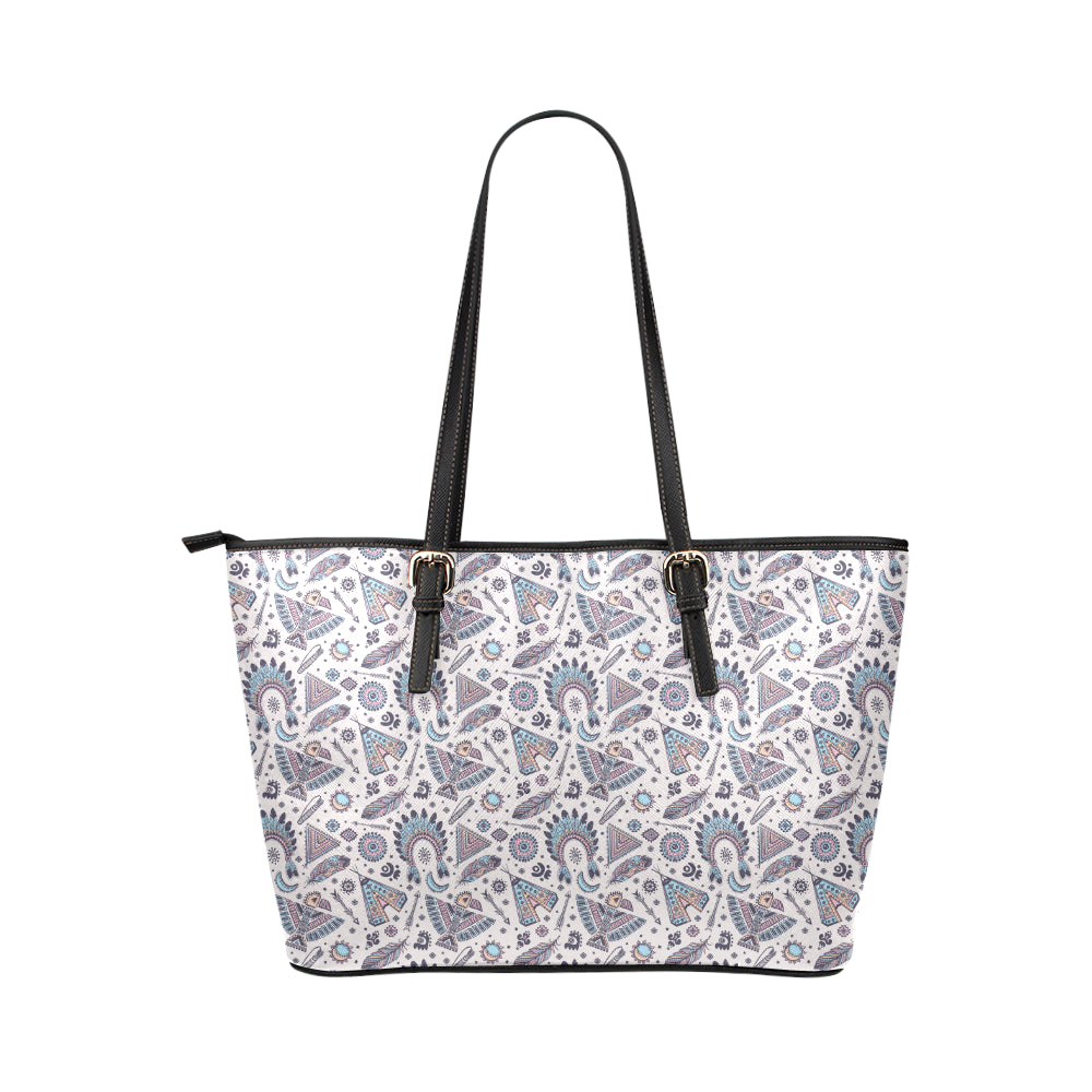 Eagles Native American Indian Symbol Leather Tote Bag