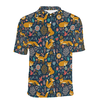 Fox Cute Jungle Print Pattern Men Polo Shirt