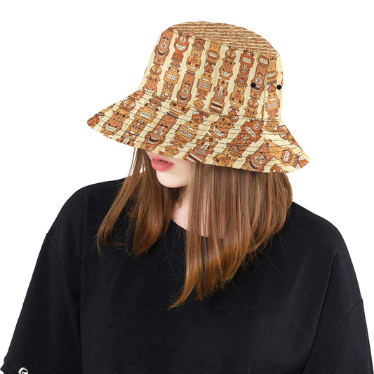 Tiki Orange Vertical Pattern Unisex Bucket Hat