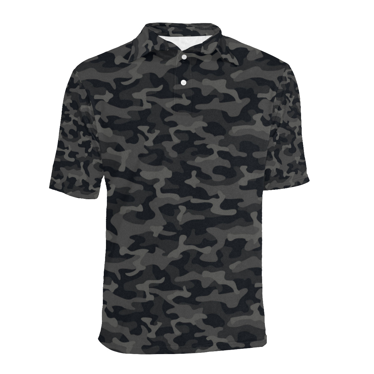 Camo Black Pattern Print Design 02 Men Polo Shirt