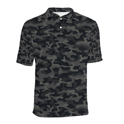 Camo Black Pattern Print Design 02 Men Polo Shirt