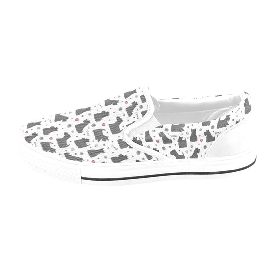 Scottish Terriers Print Design LKS3015 White Slip Ons Canvas Women's Shoes