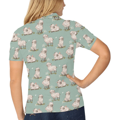 Sheep Print Design LKS405 Women's Polo Shirt