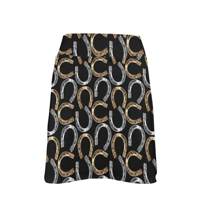 Lucky Horseshoe Modest Length 17" Golf & Pickleball Skort with Pockets
