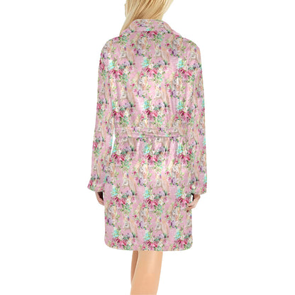 Unicorn Princess with Rose Women's Fleece Robe