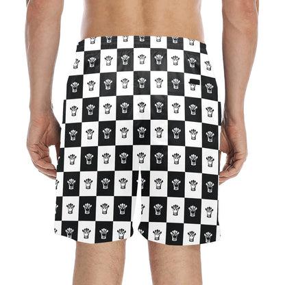 Checkered Flag Crown Pattern Men's Swim Trunks Beach Shorts