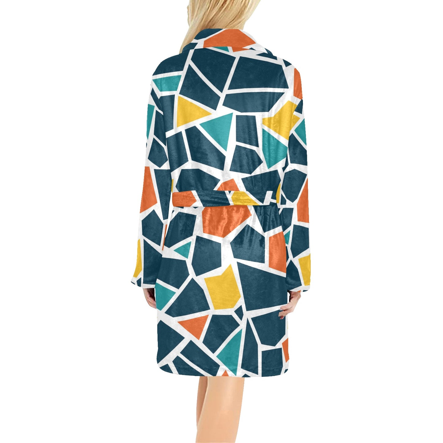 Mosaic Pattern Print Design 02 Women's Fleece Robe