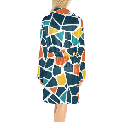 Mosaic Pattern Print Design 02 Women's Fleece Robe