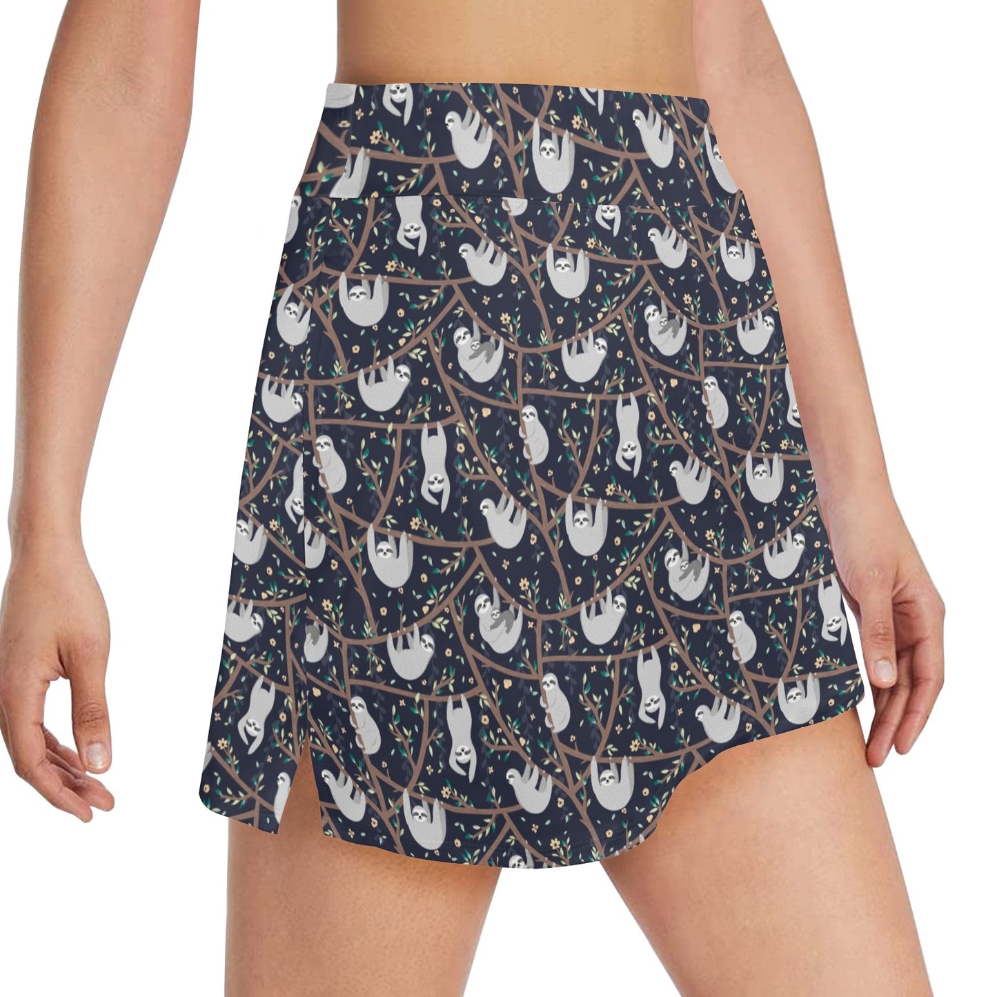 Sloth Happy Design Themed Print 17" Golf & Pickleball Skort with Pockets