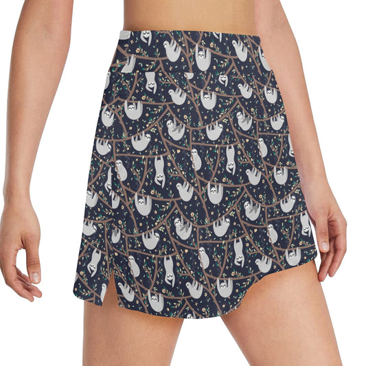 Sloth Happy Design Themed Print 17" Golf & Pickleball Skort with Pockets