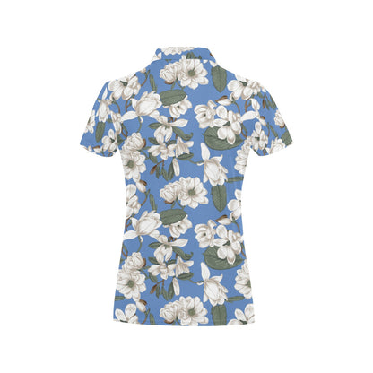 Magnolia Pattern Print Design 01 Women's Polo Shirt