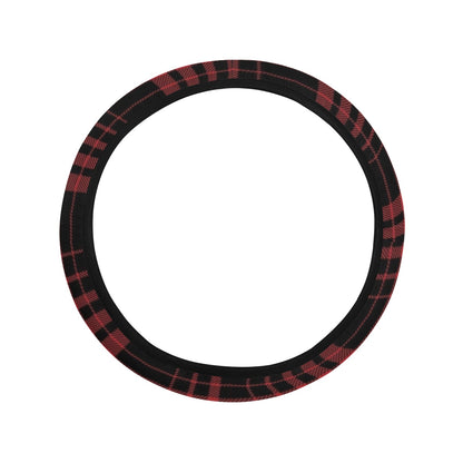 Tartan Red Black Print Design LKS303 Steering Wheel Cover with Elastic Edge