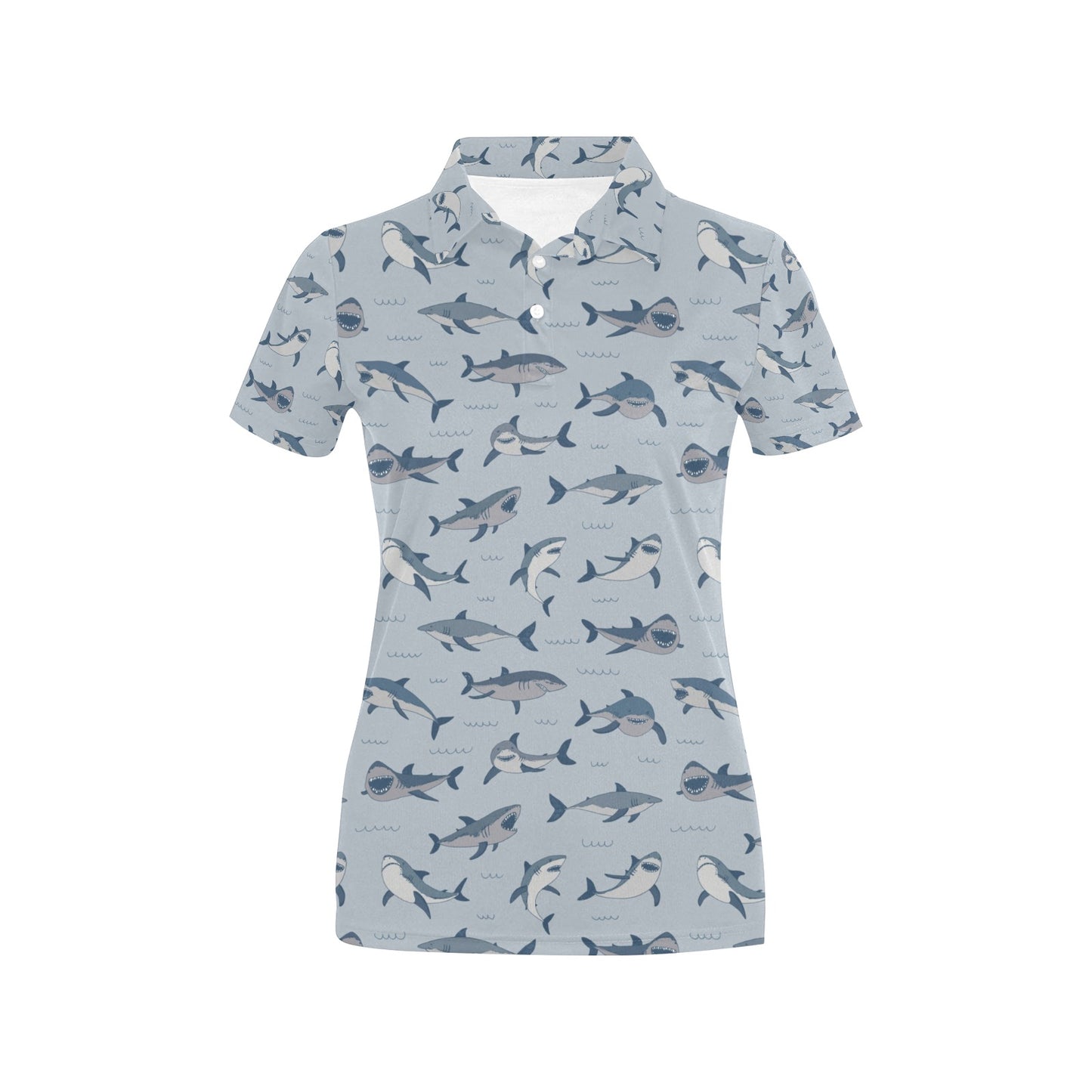 Shark Print Design LKS304 Women's Polo Shirt
