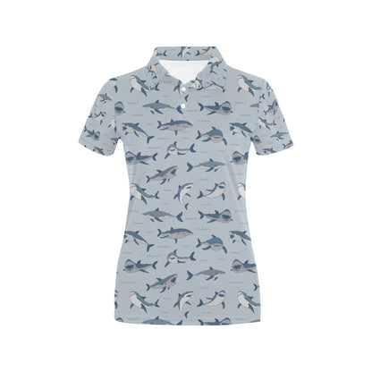 Shark Print Design LKS304 Women's Polo Shirt