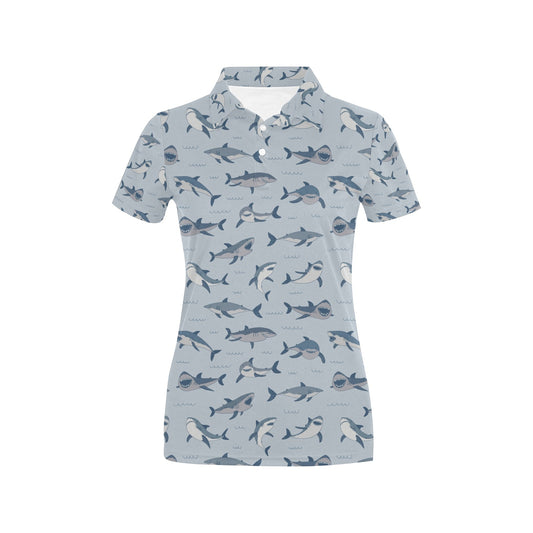 Shark Print Design LKS304 Women's Polo Shirt