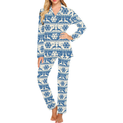 Reindeer Print Design LKS401 Women's Long Pajama Set