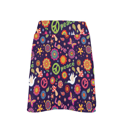 Flower Power Peace Design Print 17" Golf & Pickleball Skort with Pockets