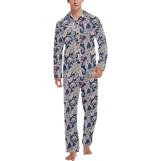 Bird Of Paradise Pattern Print Design 03 Men's Long Pajama Set