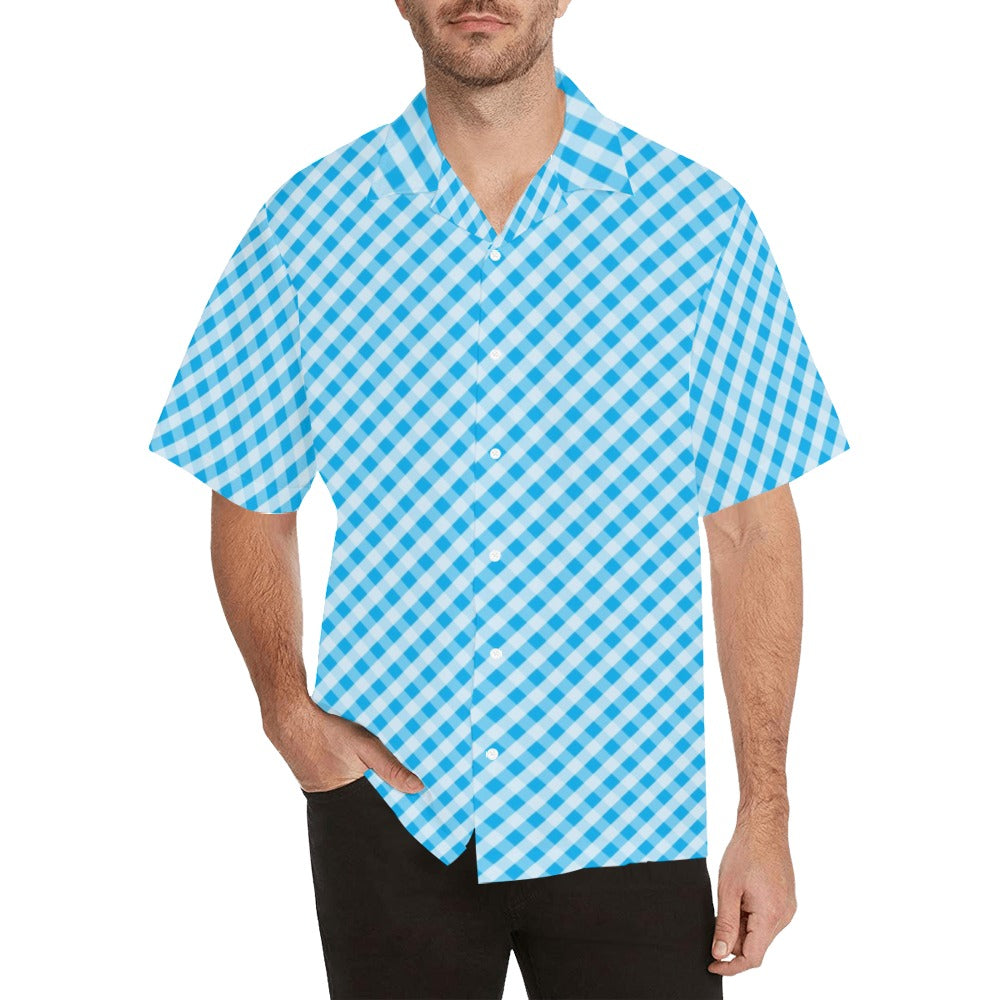 Gingham Print Design LKS401 Men's Men's Hawaiian Shirt