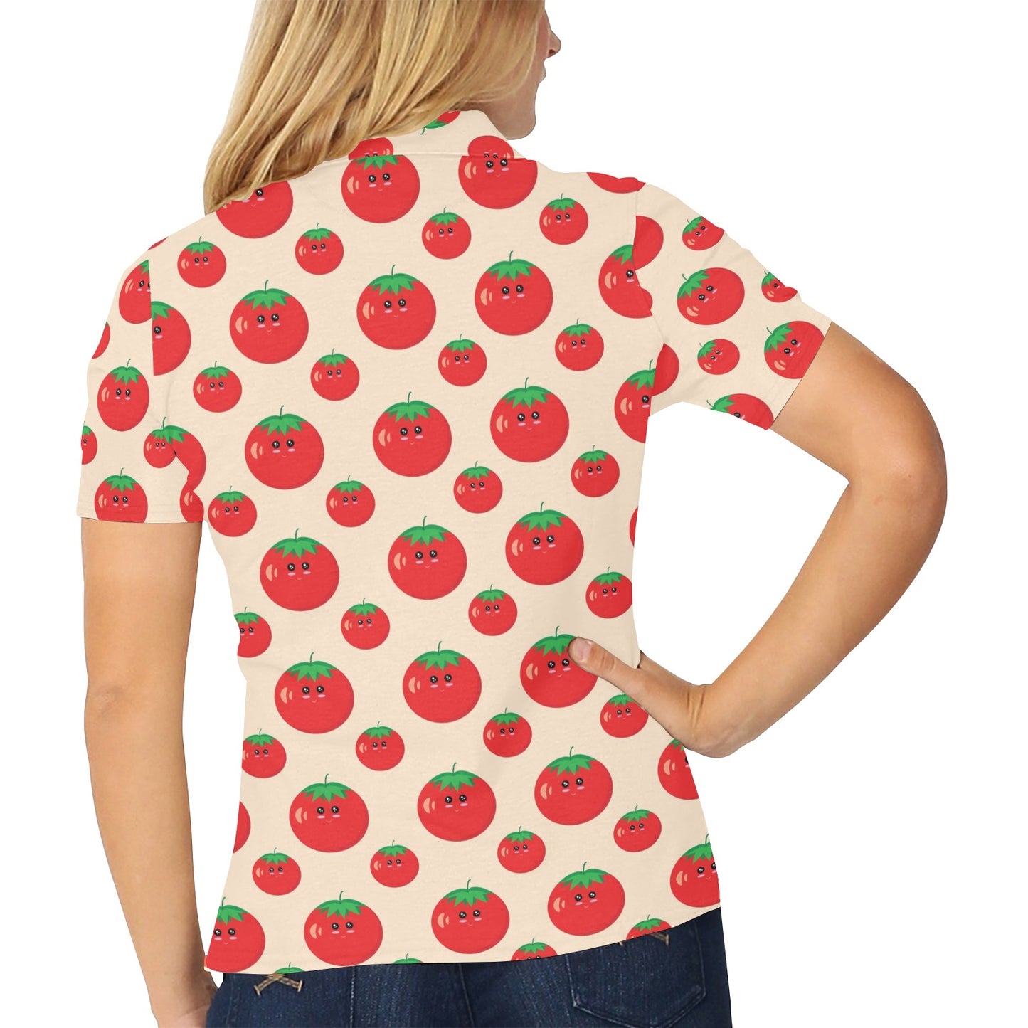 Tomato Print Design LKS308 Women's Polo Shirt