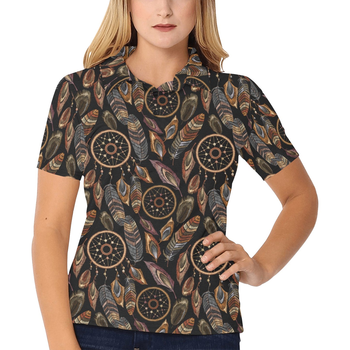 Dream catcher embroidered style Women's Polo Shirt
