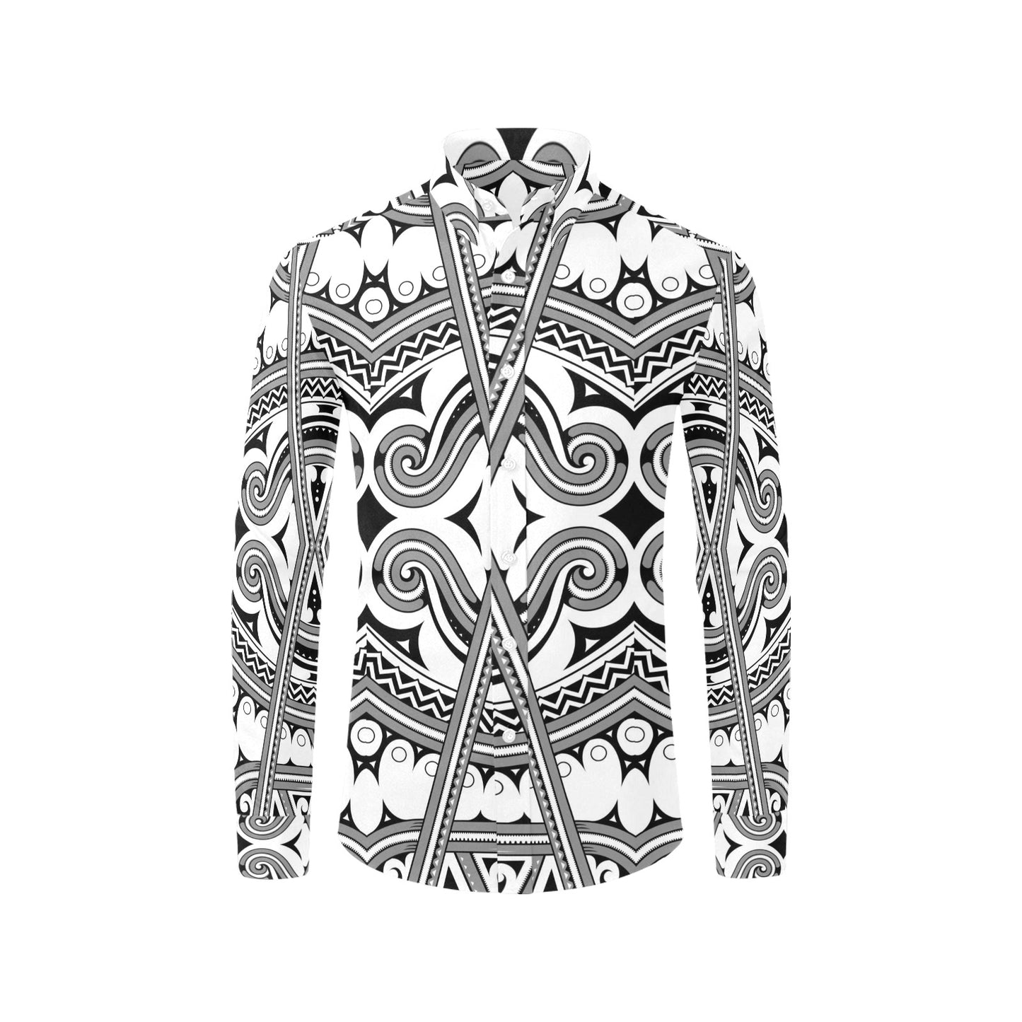 Samoan Pattern Print Design LKS302 Men's Long Sleeve Dress Shirt