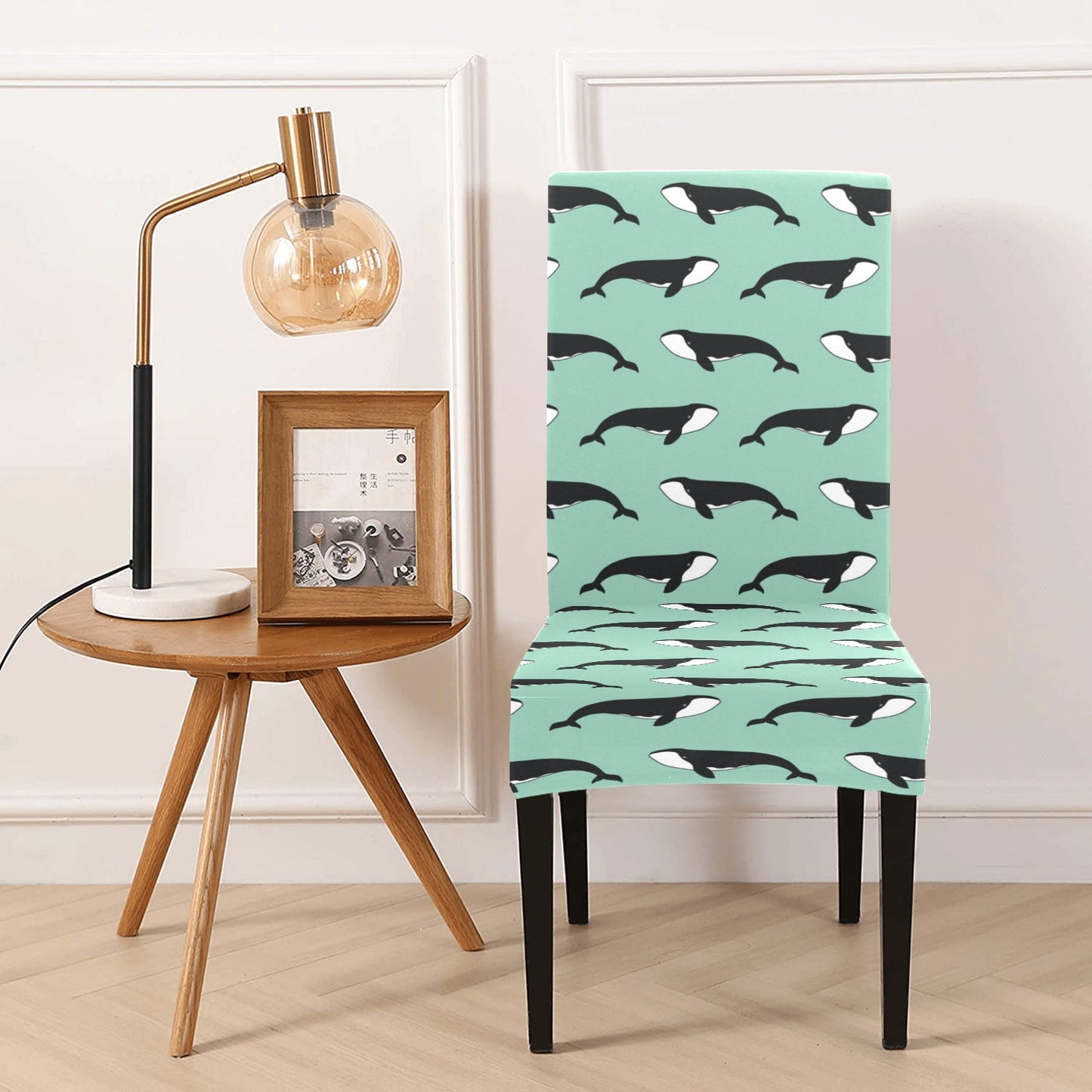 Whale Print Design LKS307 Dining Chair Slipcover