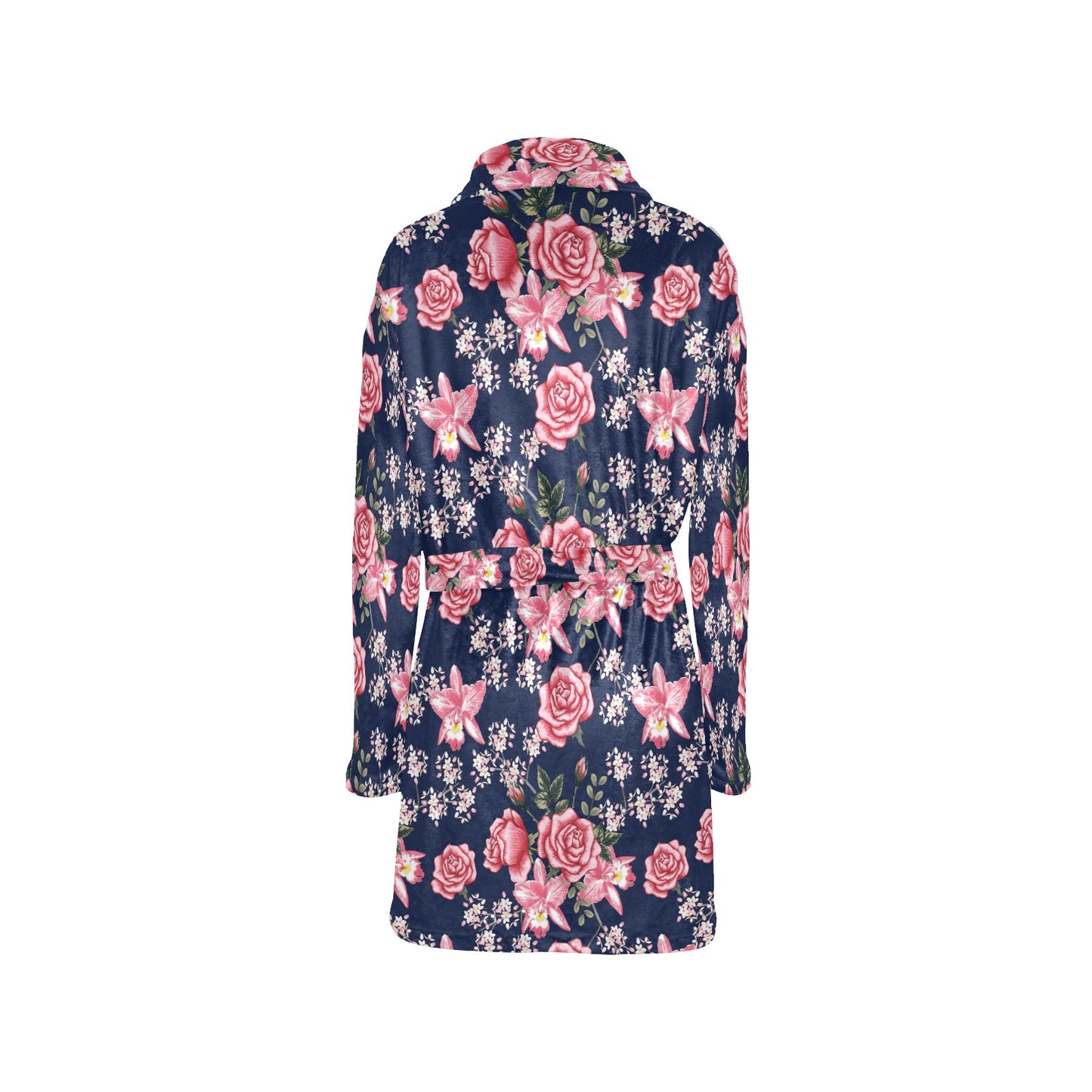 Rose Pattern Print Design A05 Women's Fleece Robe