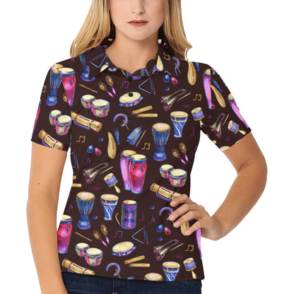 Percussion Neon Pattern Print Design 04 Women's Polo Shirt