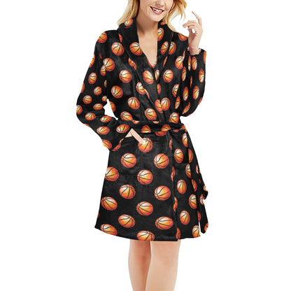 Basketball Pattern Print Design 01 Women's Fleece Robe