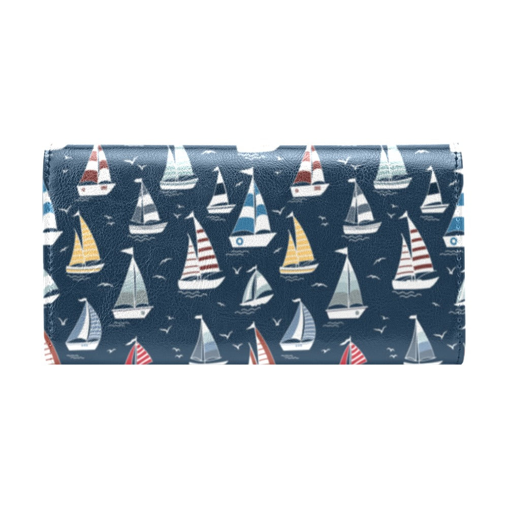Sailboat Print Design LKS306 Women's Trifold Wallet