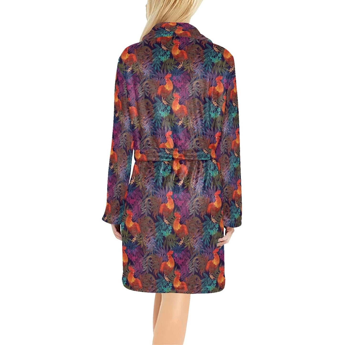 Rooster Print Style Women's Fleece Robe