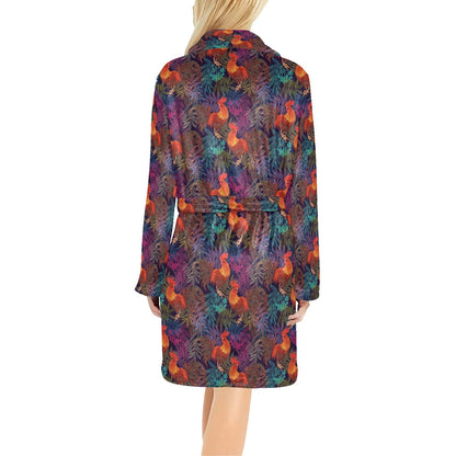 Rooster Print Style Women's Fleece Robe