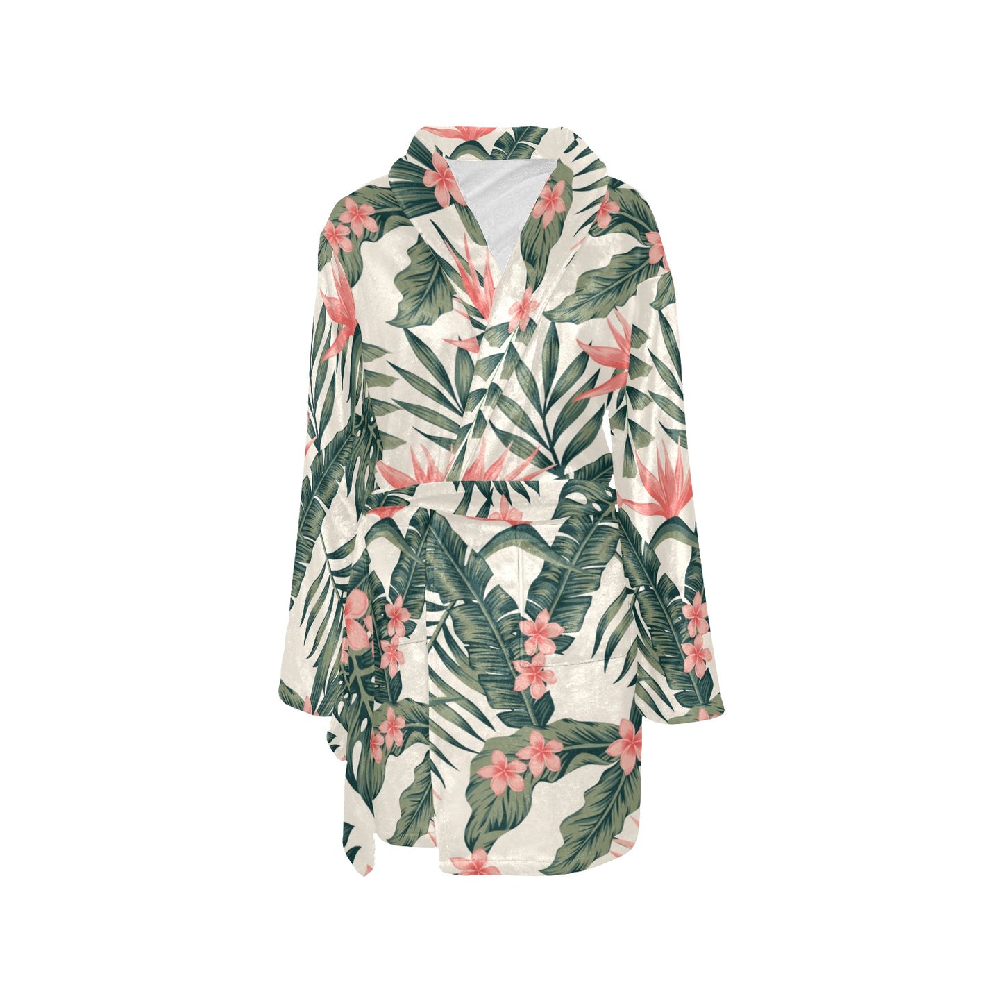 Tropical Flower Palm Leaves Women's Fleece Robe
